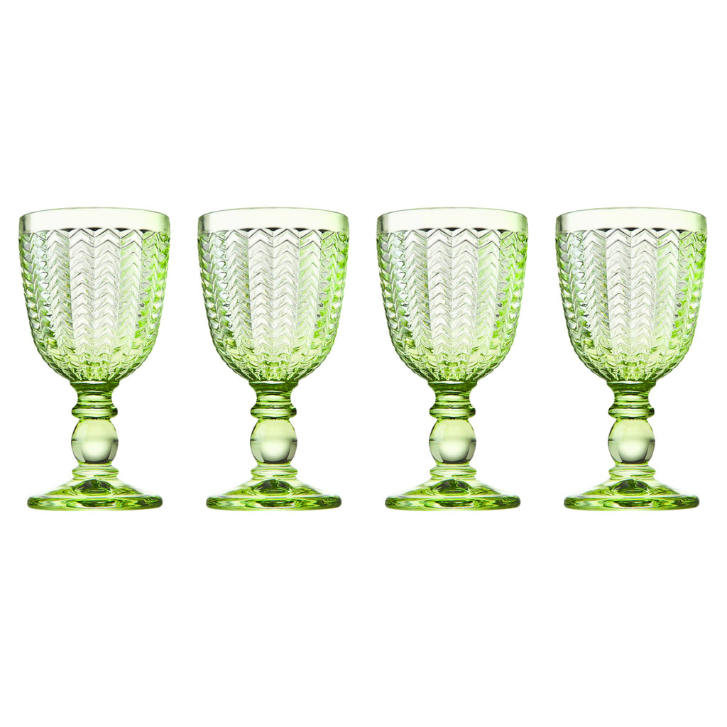 Twill Green White Wine, Set of 4 Godinger All Glassware, All Glassware & Barware, Chevron, Glassware, Glassware & Barware, Goblet, Green, Textured, Twill, Twill Green, Twill Green Goblet, Wine & Champagne