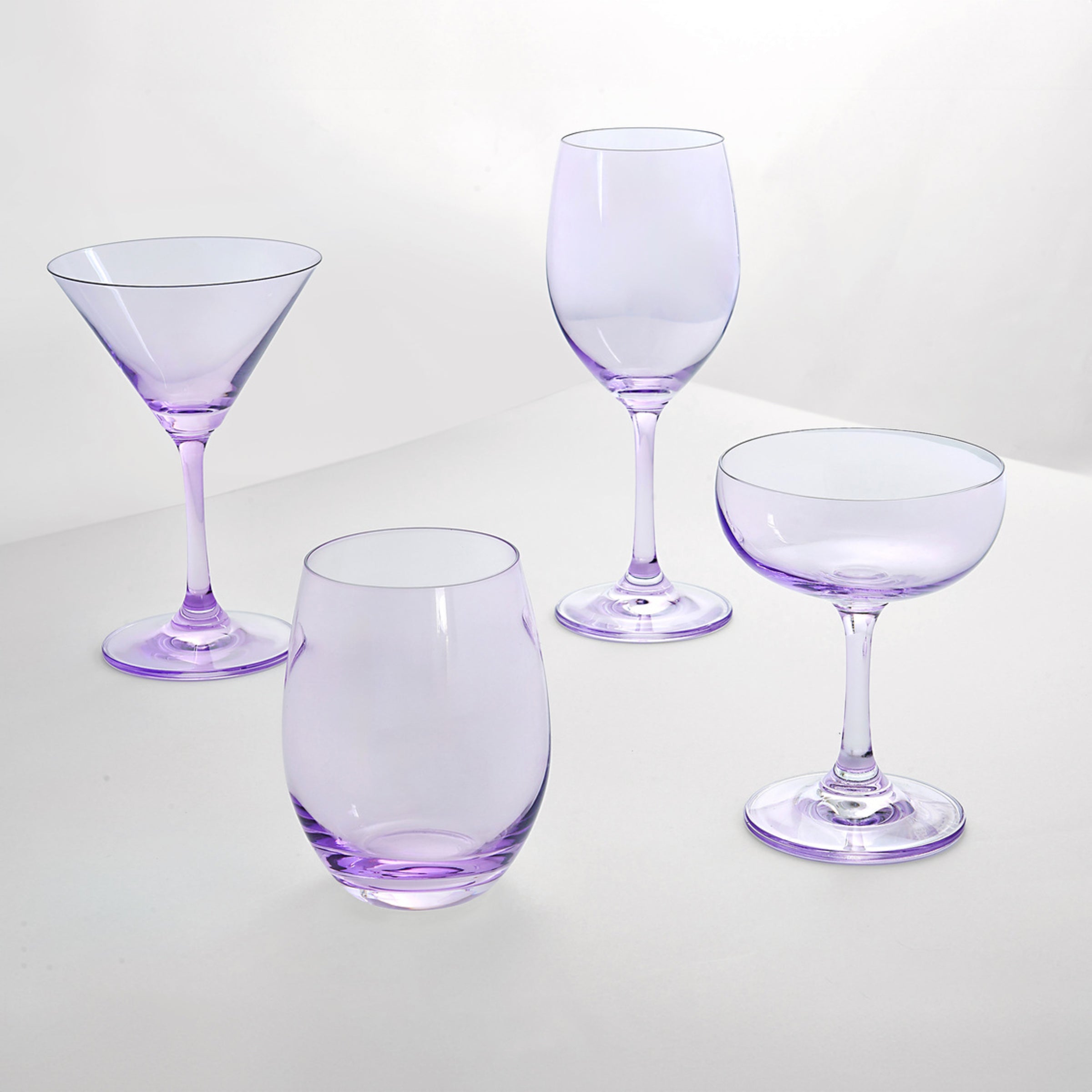 Set De 4 Soucoupes à Champagne Striées Soufflées à La Main 33cl - Rose Transparent Améthyste