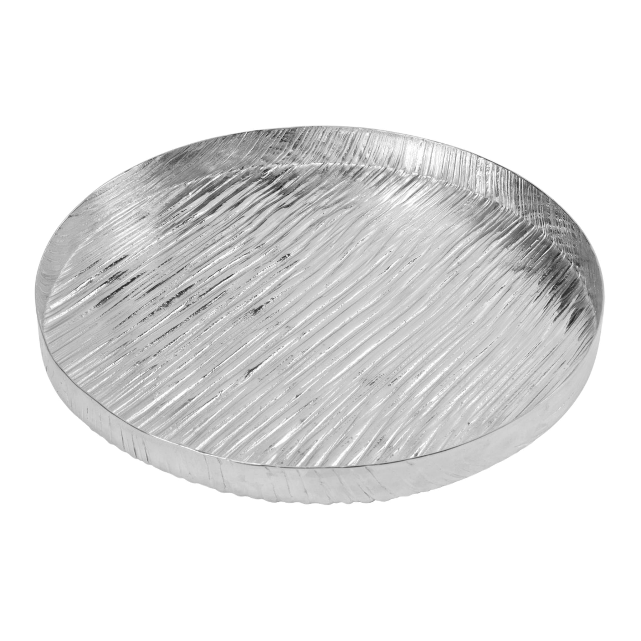 Wadi Silver Textured Round Tray – Godinger