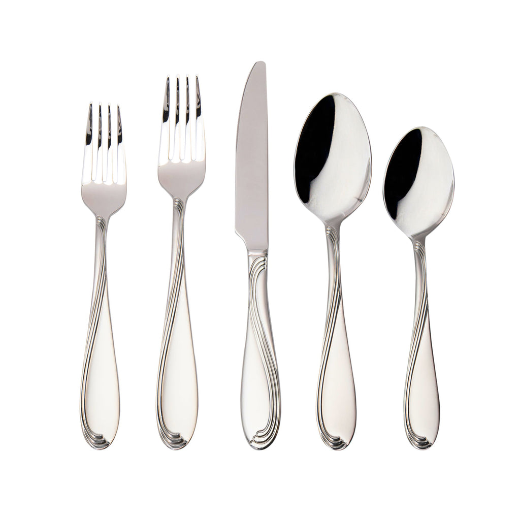 Wave Sandblasted 18/0 Stainless Steel 20 Piece Flatware Set, Service For 4 Godinger 18/0 Stainless Steel, 18/0 Stainless Steel Flatware, 20 Piece Set, All Flatware & Serveware, Flatware Sets, Service For 4, Stainless Steel, Tableware, Wave