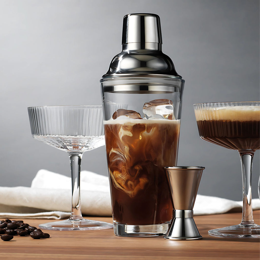 Whiskey & Rye 6 Piece Espresso Martini Set Godinger All Barware, All Glassware, All Glassware & Barware, Clear, Cocktail Shaker, Coupe, Espresso Martini, Espresso Martini Set, Fluted, Fluted Coupe, Martini & Coupes, Whiskey & Rye