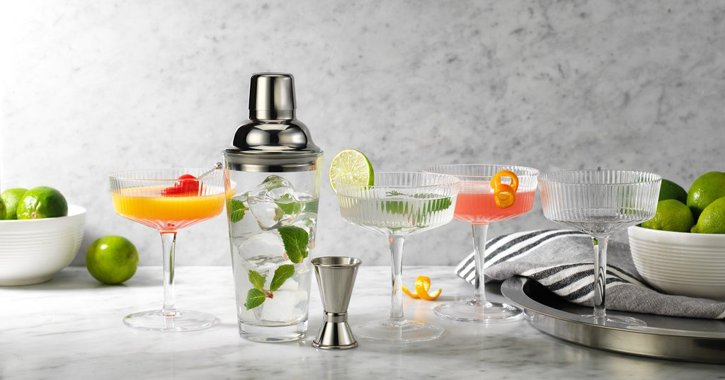 Whiskey & Rye 6 Piece Espresso Martini Set Godinger All Barware, All Glassware, All Glassware & Barware, Clear, Cocktail Shaker, Coupe, Espresso Martini, Espresso Martini Set, Fluted, Fluted Coupe, Martini & Coupes, Whiskey & Rye Godinger