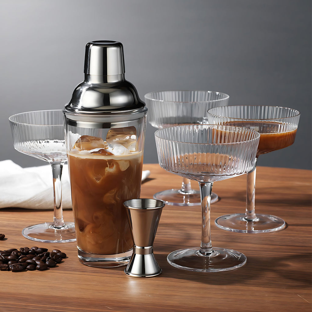 Whiskey & Rye 6 Piece Espresso Martini Set Godinger All Barware, All Glassware, All Glassware & Barware, Clear, Cocktail Shaker, Coupe, Espresso Martini, Espresso Martini Set, Fluted, Fluted Coupe, Martini & Coupes, Whiskey & Rye