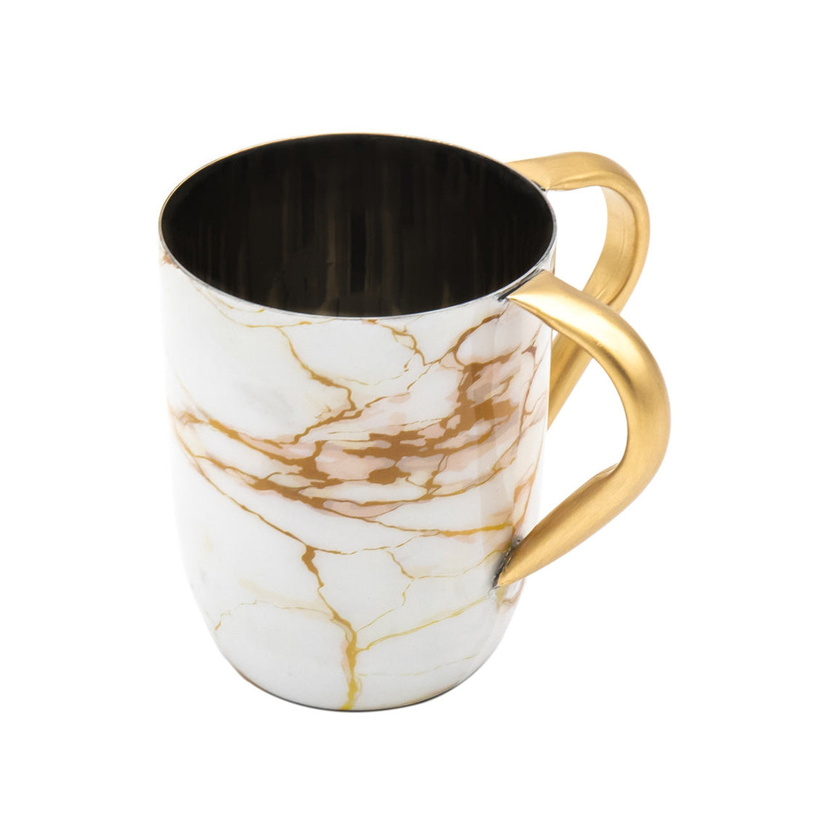 White & Gold Marble Wash Cup