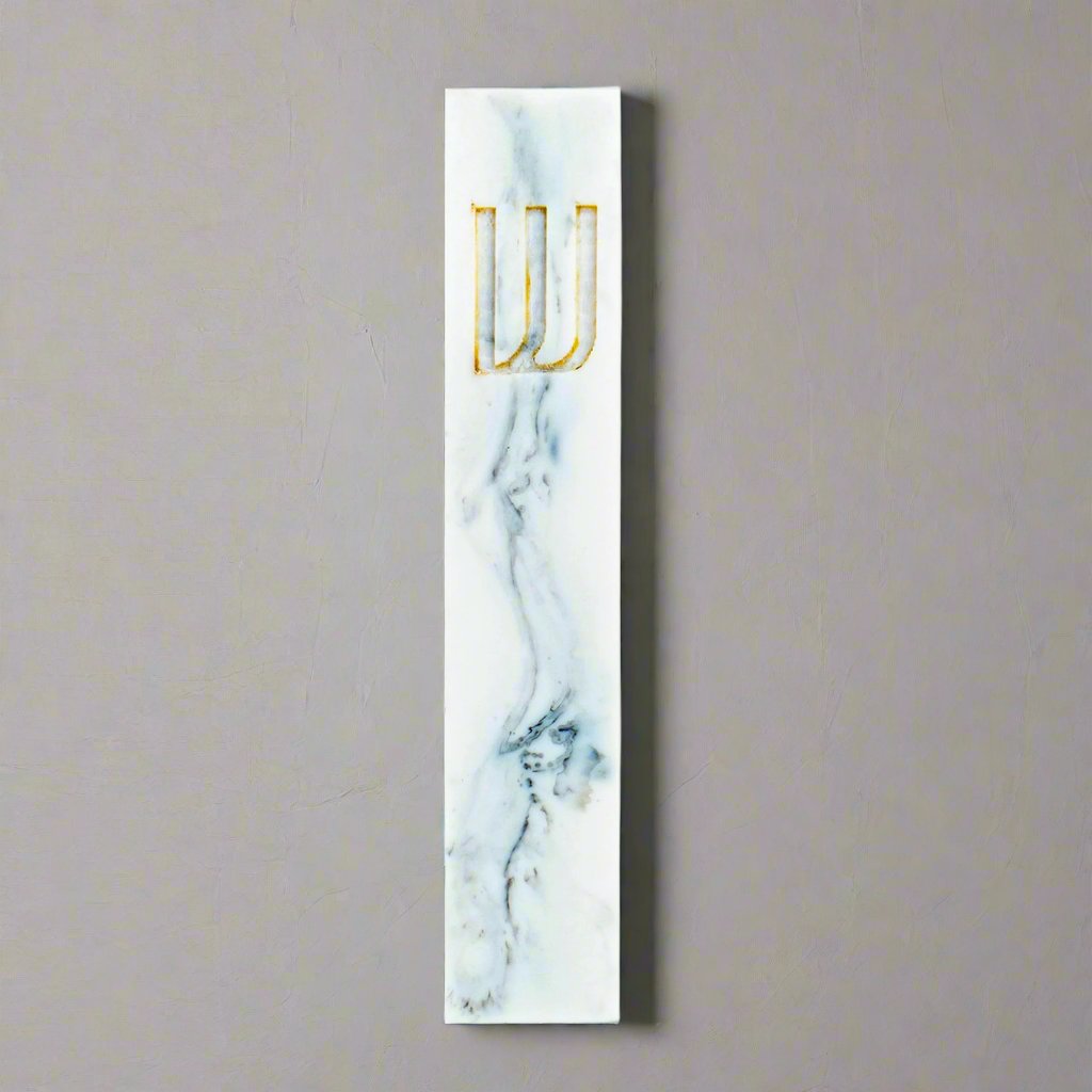 White Resin Mezuzah Godinger All Judaica, Judaica, Mezuzah, Resin, Resin Mezuzah, Shin, White