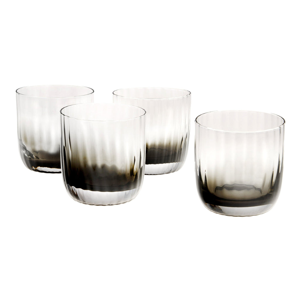 Wren Black Ombre Double Old Fashion, Set of 4 Godinger All Barware, All Glassware, All Glassware & Barware, Clear, Cut Crystal, DOF, DOF & Highball, Double Old Fashion, Drinkware, Entertaining, Glassware, Whiskey Glass, Wren