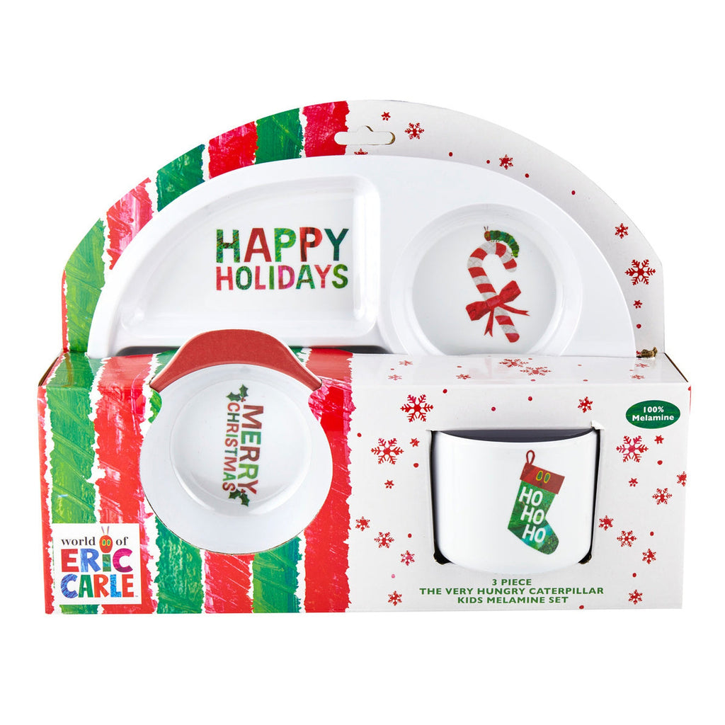 The World of Eric Carle Holiday, The Very Hungry Caterpillar Happy Holidays Kids Melamine 3 Piece Set godinger