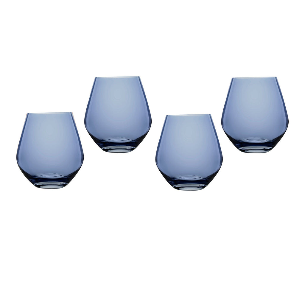 Meridian Stemless Blue Wine Glass, Set of 4 godinger