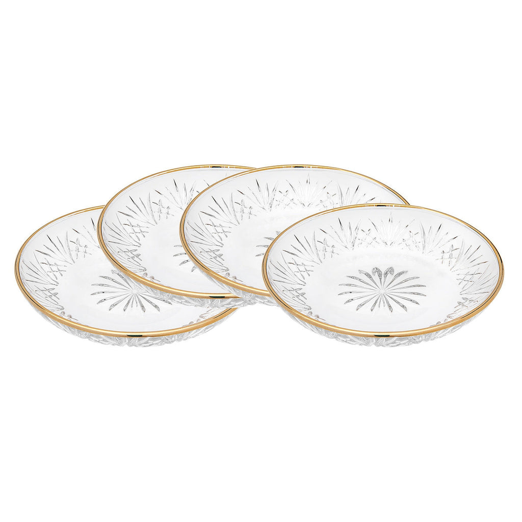 Dublin Crystal Gold Rim Dessert Plates, Set of 4 godinger