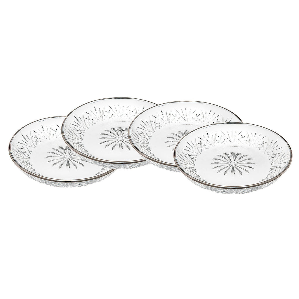 Dublin Crystal Platinum Rim Dessert Plate, Set of 4 godinger