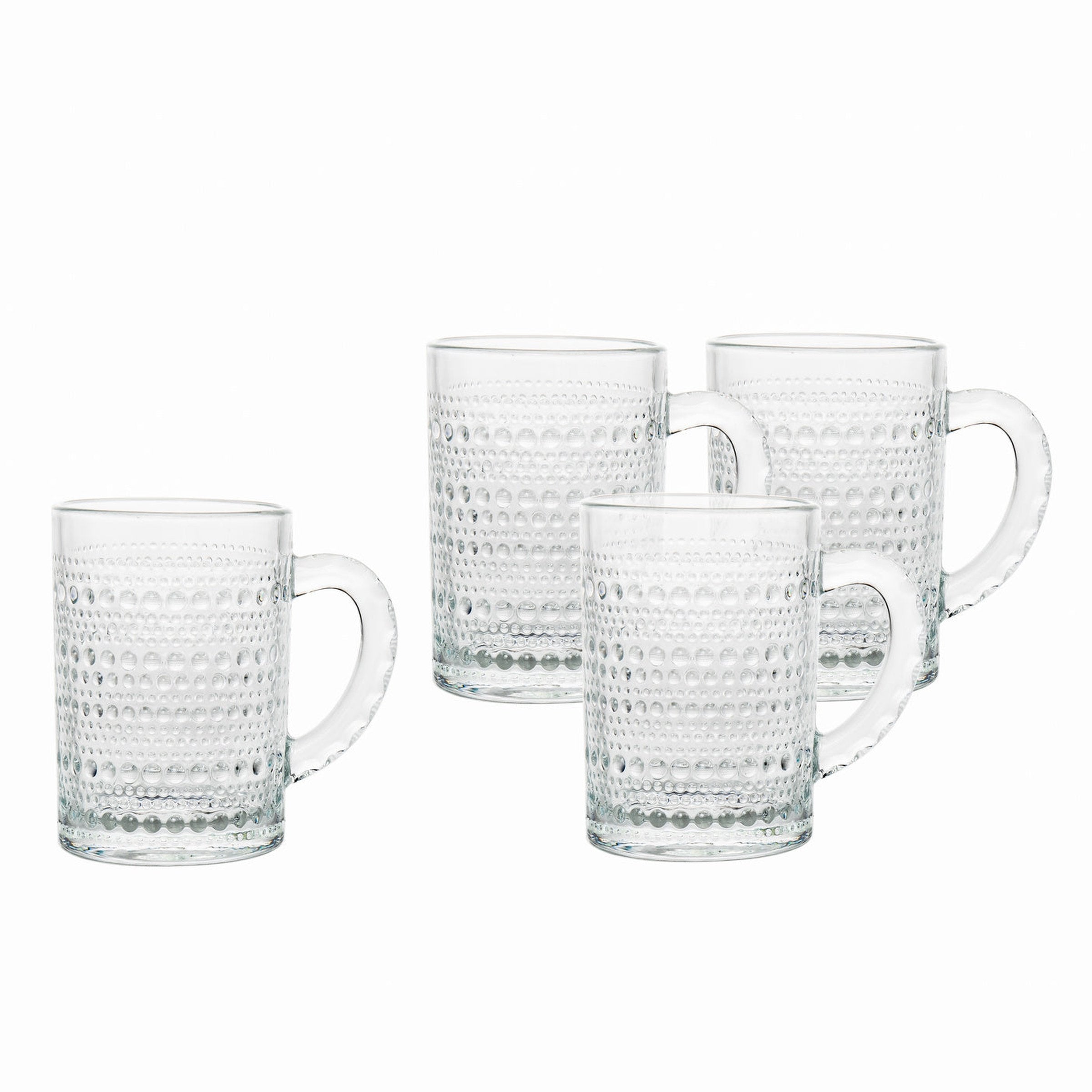 Godinger Coffee Mugs, Glass Coffee Mug Cups Set - Dublin Collection, Set of  4