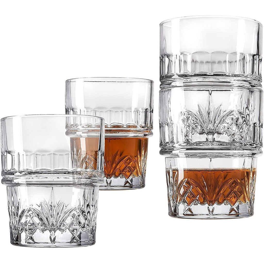 Dublin Crystal Stackable Double Old Fashion Glass, Set of 4 godinger