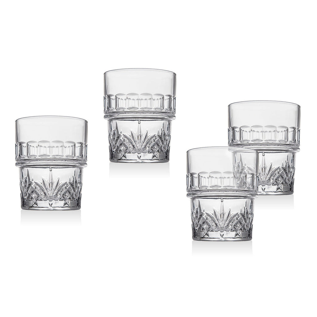 Dublin Crystal Stackable Double Old Fashion Glass, Set of 4 godinger