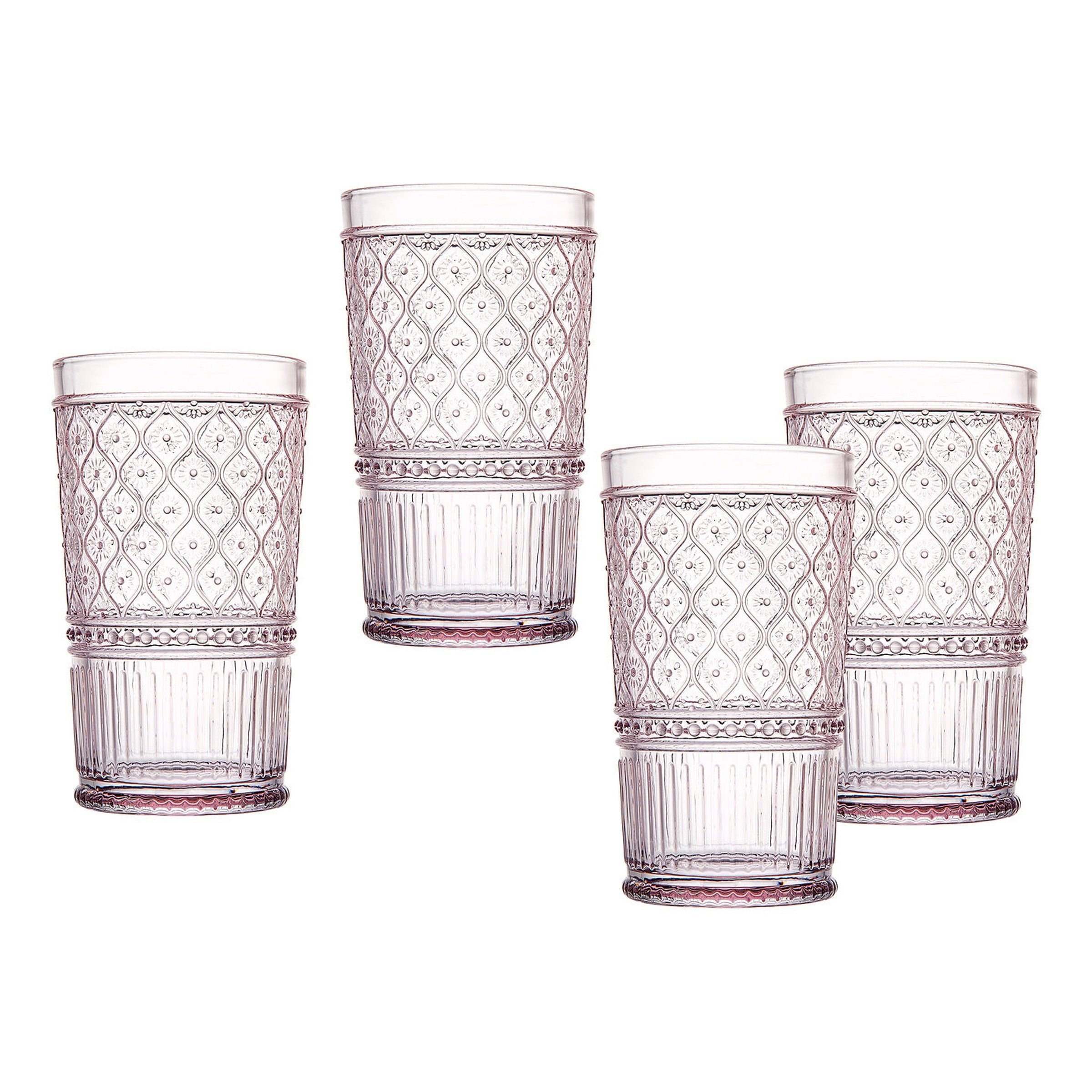 Godinger 26145 12 oz Claro Tumbler Glass - Pink - Set of 4
