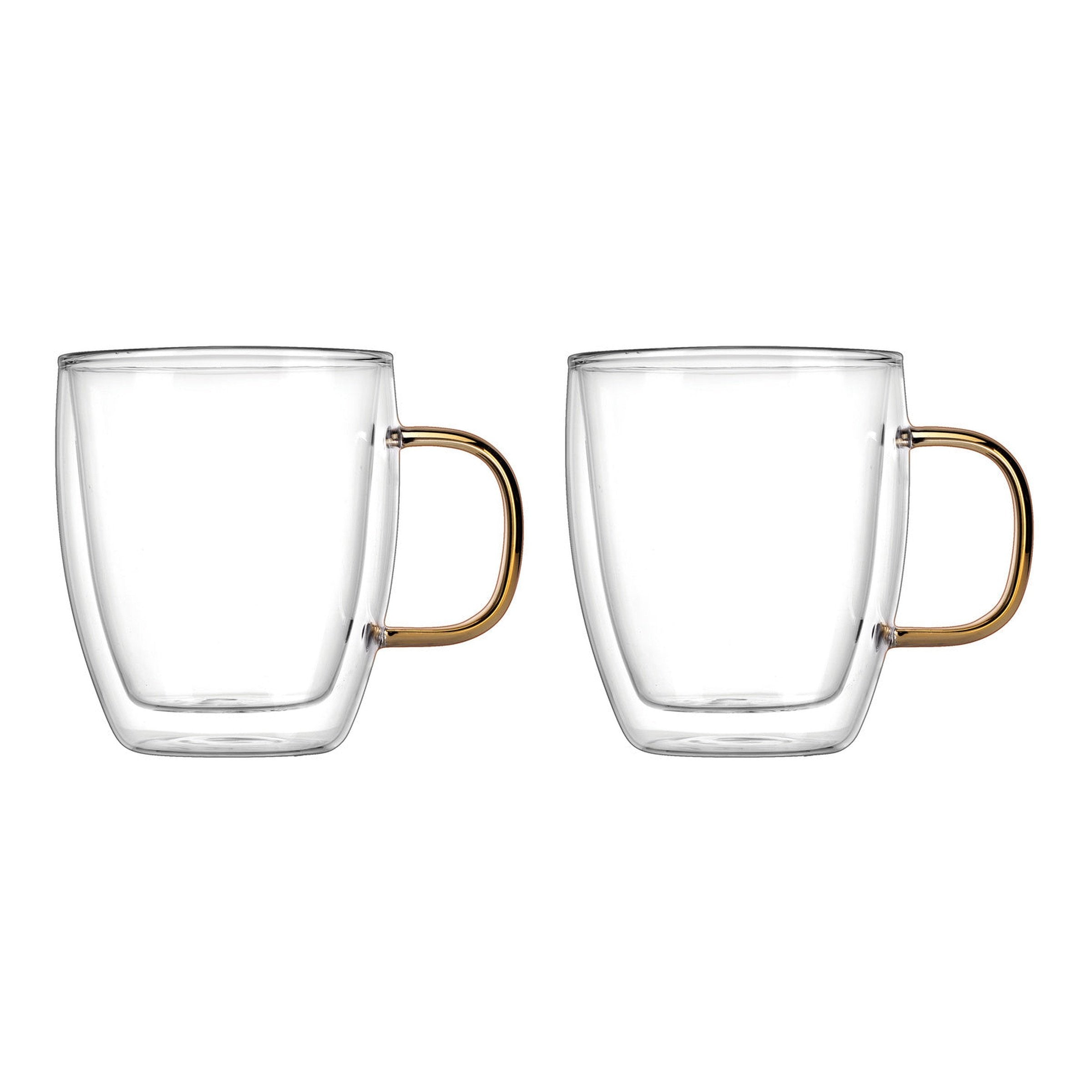 Coffee Double Wall Gold Handle Mug, Set of 2 – Godinger