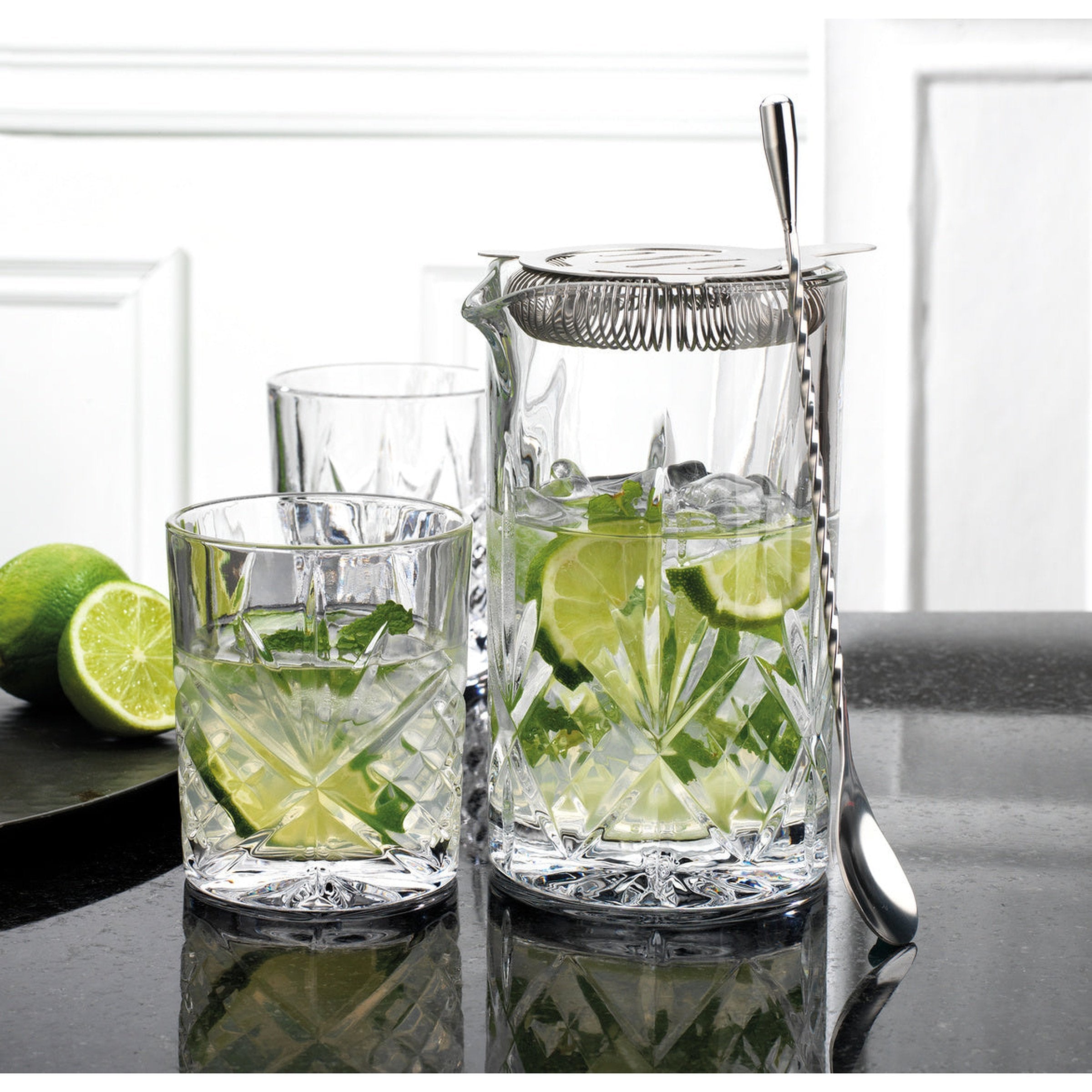Godinger Cocktail Shaker and Cocktail Glasses Bar Set, Martini Shaker and 2 Martini Glasses Set - Dublin Collection