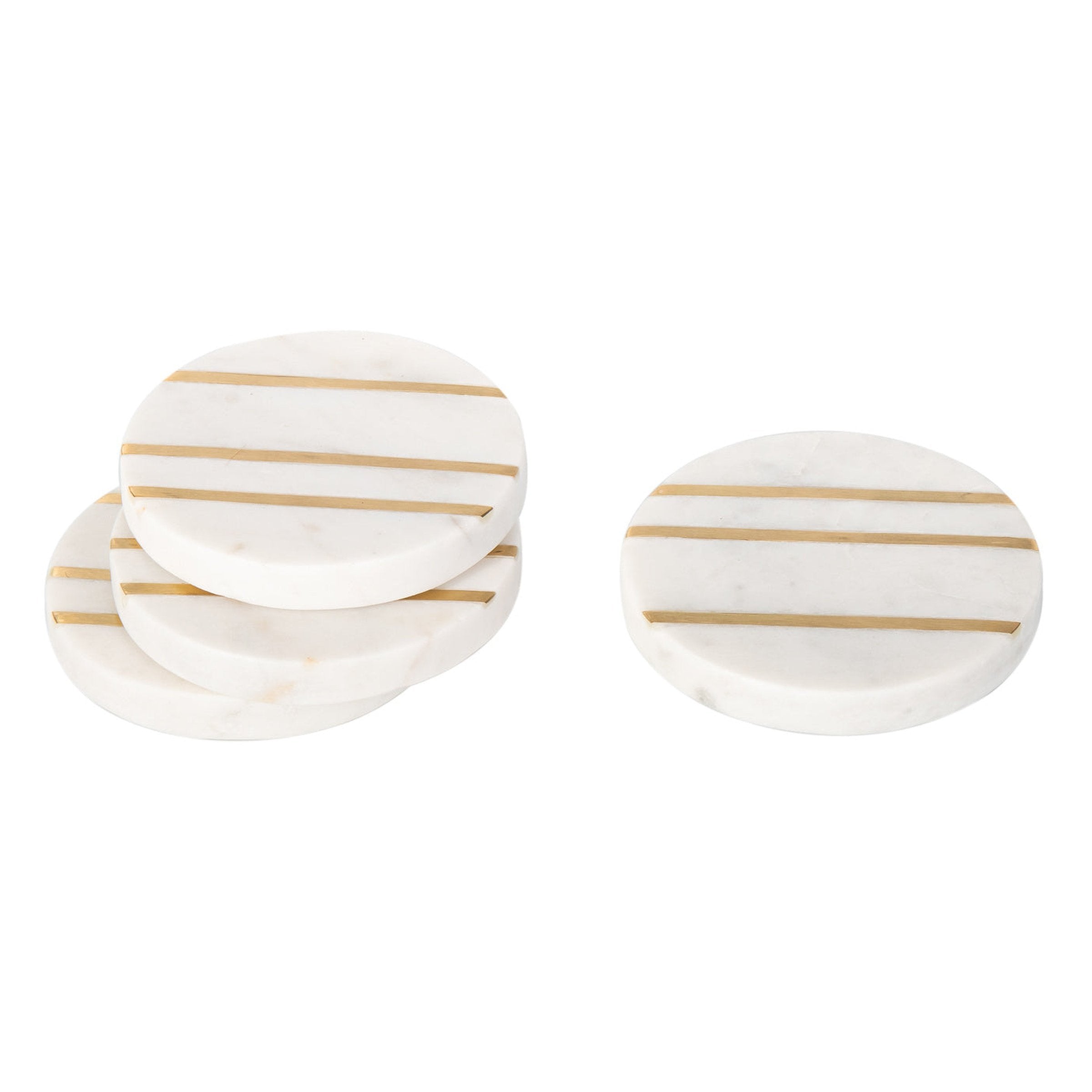 Marble Circle Brass Inlay Coaster Set – Godinger