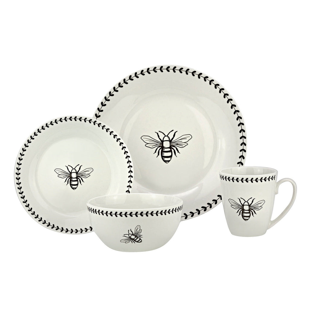Beehive Porcelain 16 Piece Dinnerware Set, Service For 4 godinger