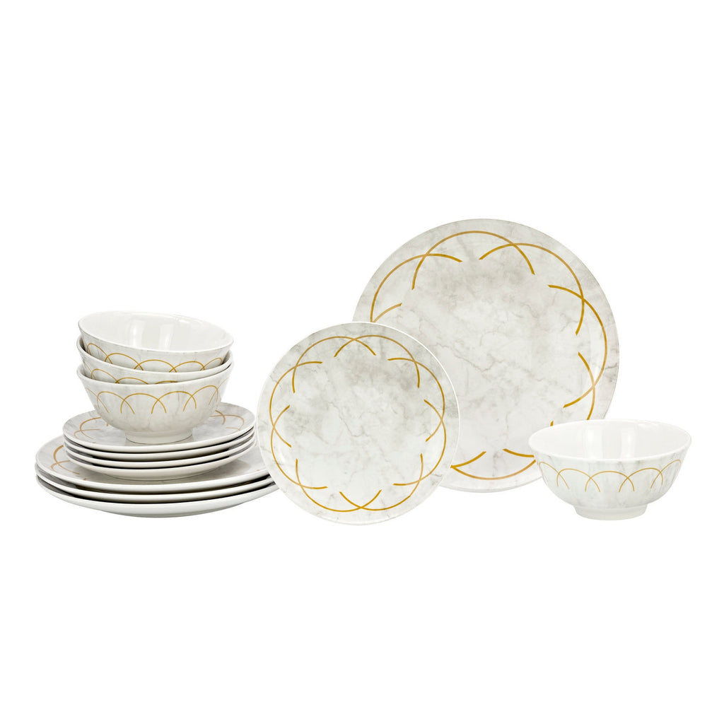 Rotolo Porcelain 12 Piece Dinnerware Set, Service for 4 godinger