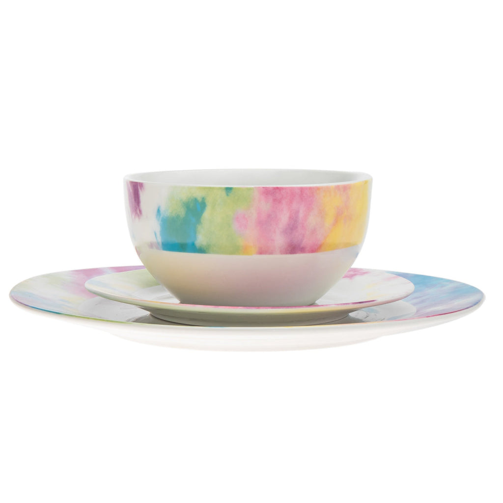 The Dye Multicolor Porcelain 16 Piece Dinnerware Set, Service For 4 godinger
