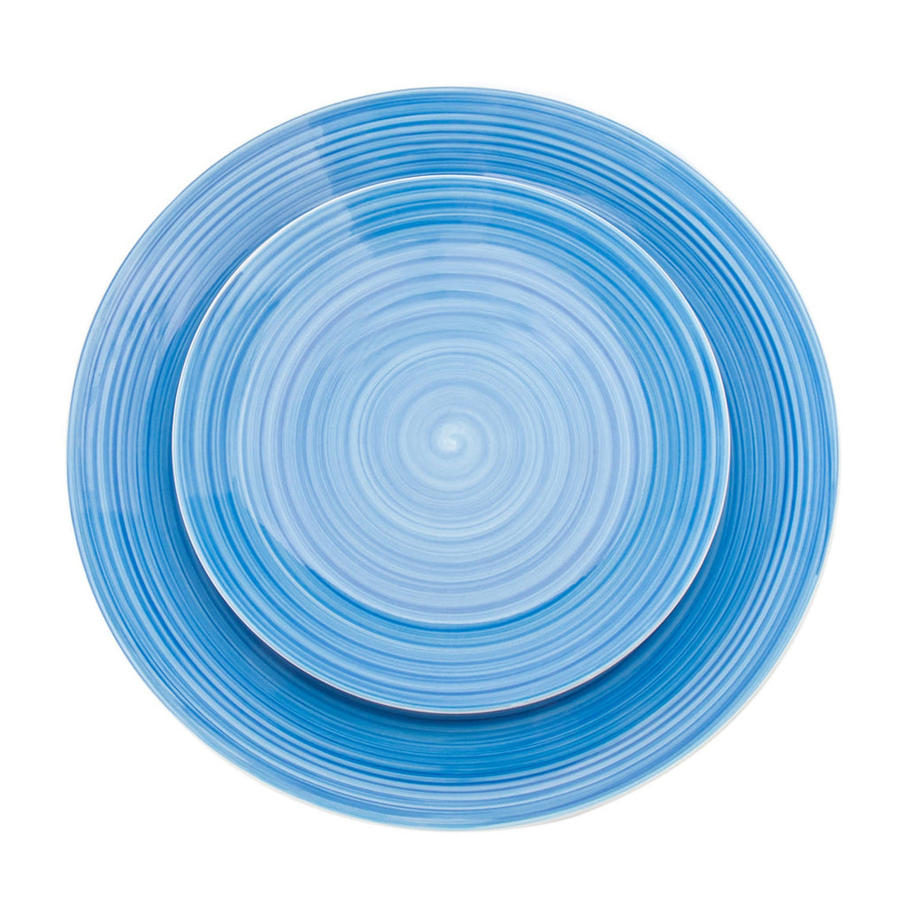 Spiral Blue Porcelain 12 Piece Dinnerware Set, Service For 4 godinger