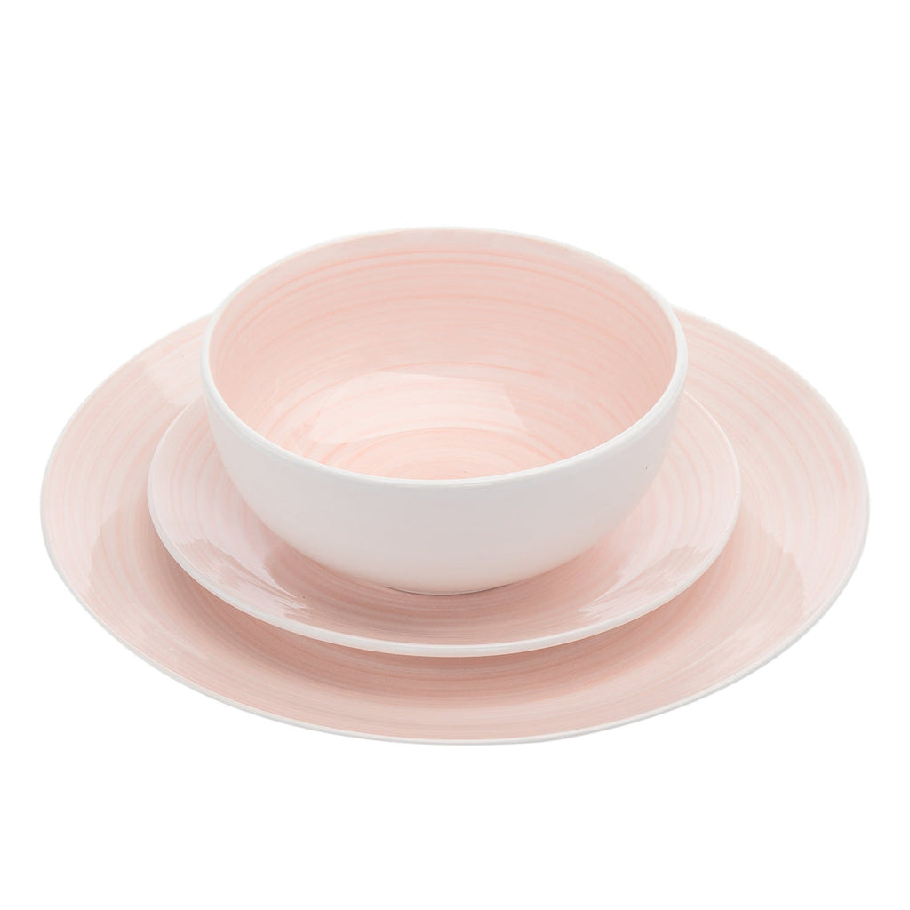 Spiral Pink Porcelain 12 Piece Dinnerware Set, Service For 4 godinger
