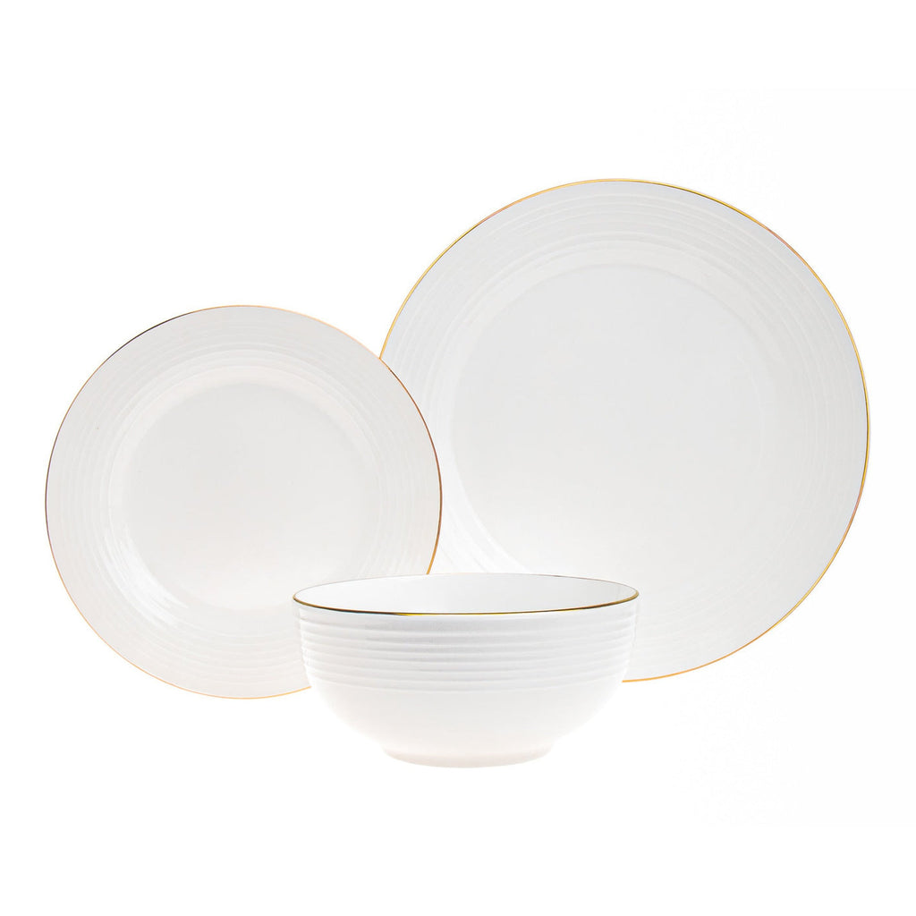Saba Porcelain Gold Rim 18 Piece Dinnerware Set, Service For 6 godinger