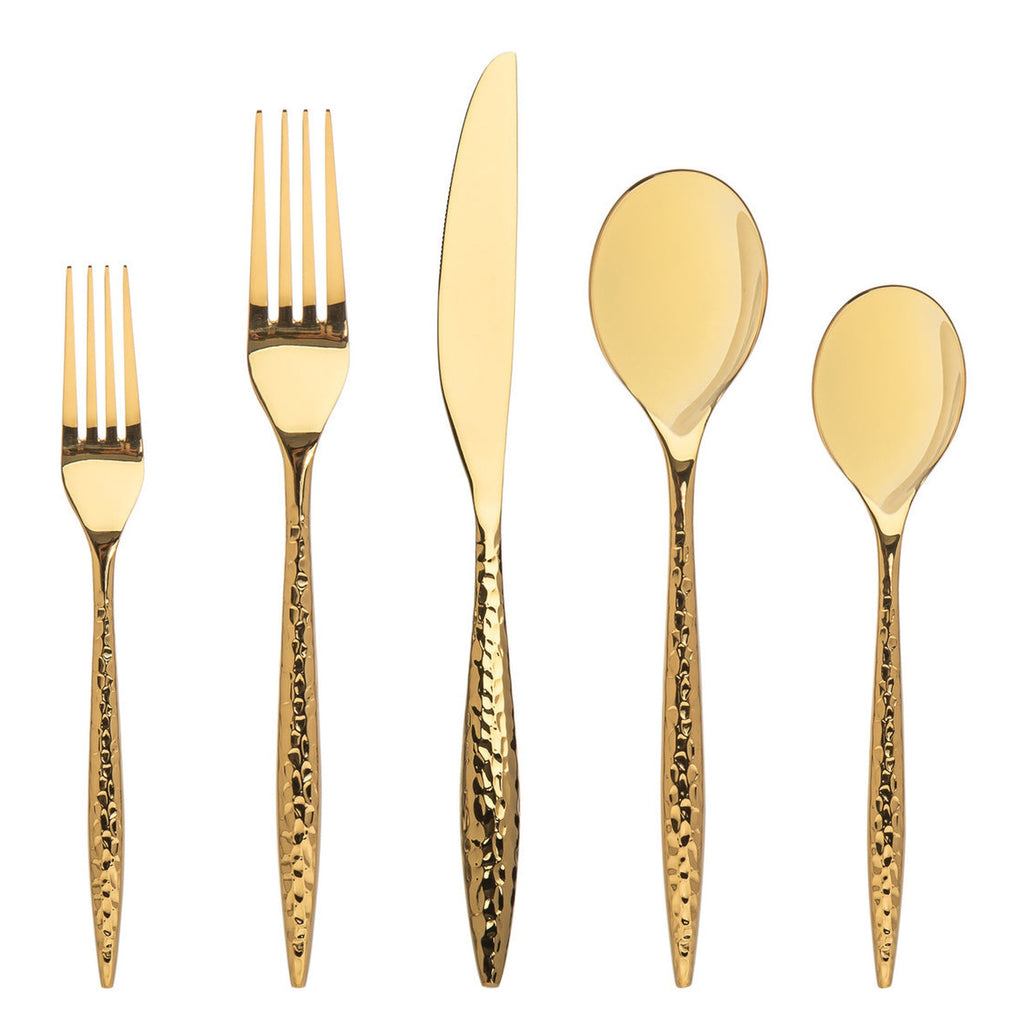 Avellino Mirrored Gold 18/10 Stainless Steel 20 Piece Flatware Set, Service For 4 godinger