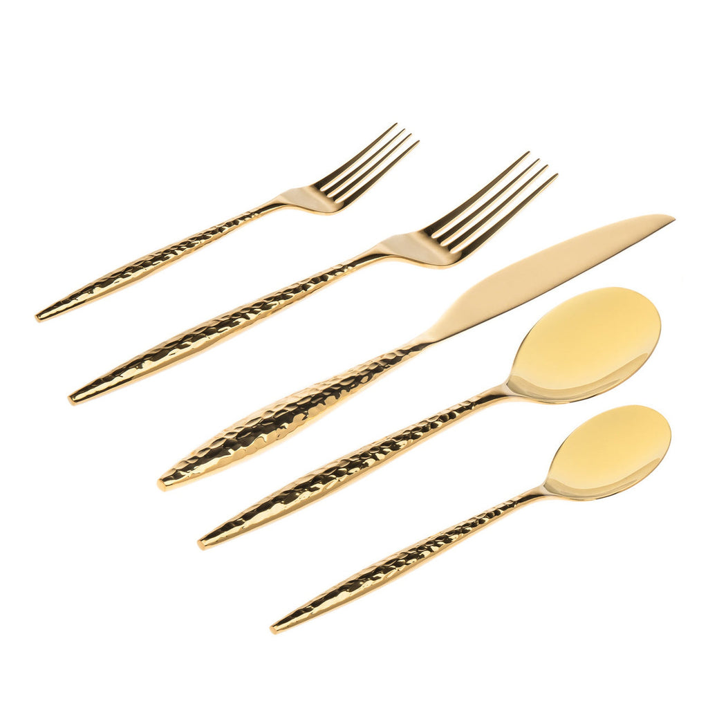 Avellino Mirrored Gold 18/10 Stainless Steel 20 Piece Flatware Set, Service For 4 godinger