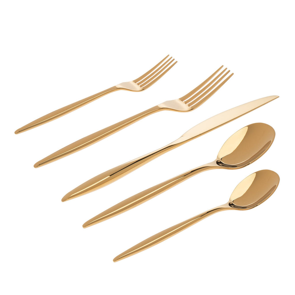 Milano Mirrored Gold 18/10 Stainless Steel 20 Piece Flatware Set, Service For 4 godinger