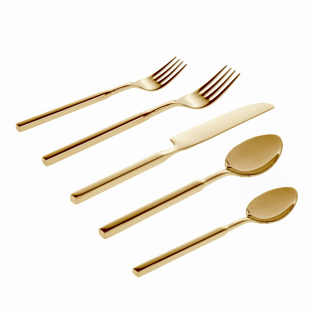 Cubit Mirrored Gold 18/10 Stainless Steel 20 Piece Flatware Set, Service For 4 godinger