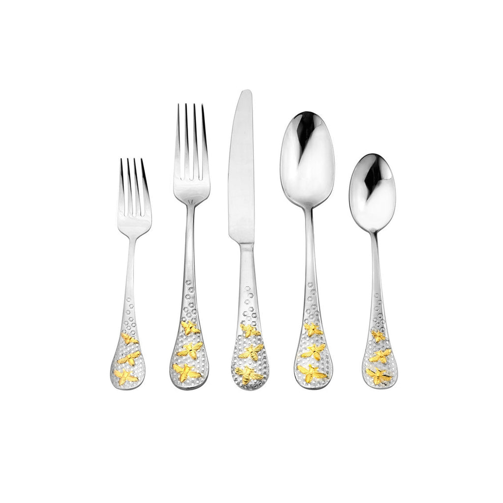 Buzz 24kt Gold Plated 18/10 Stainless Steel 20 Piece Flatware Set, Service For 4 godinger