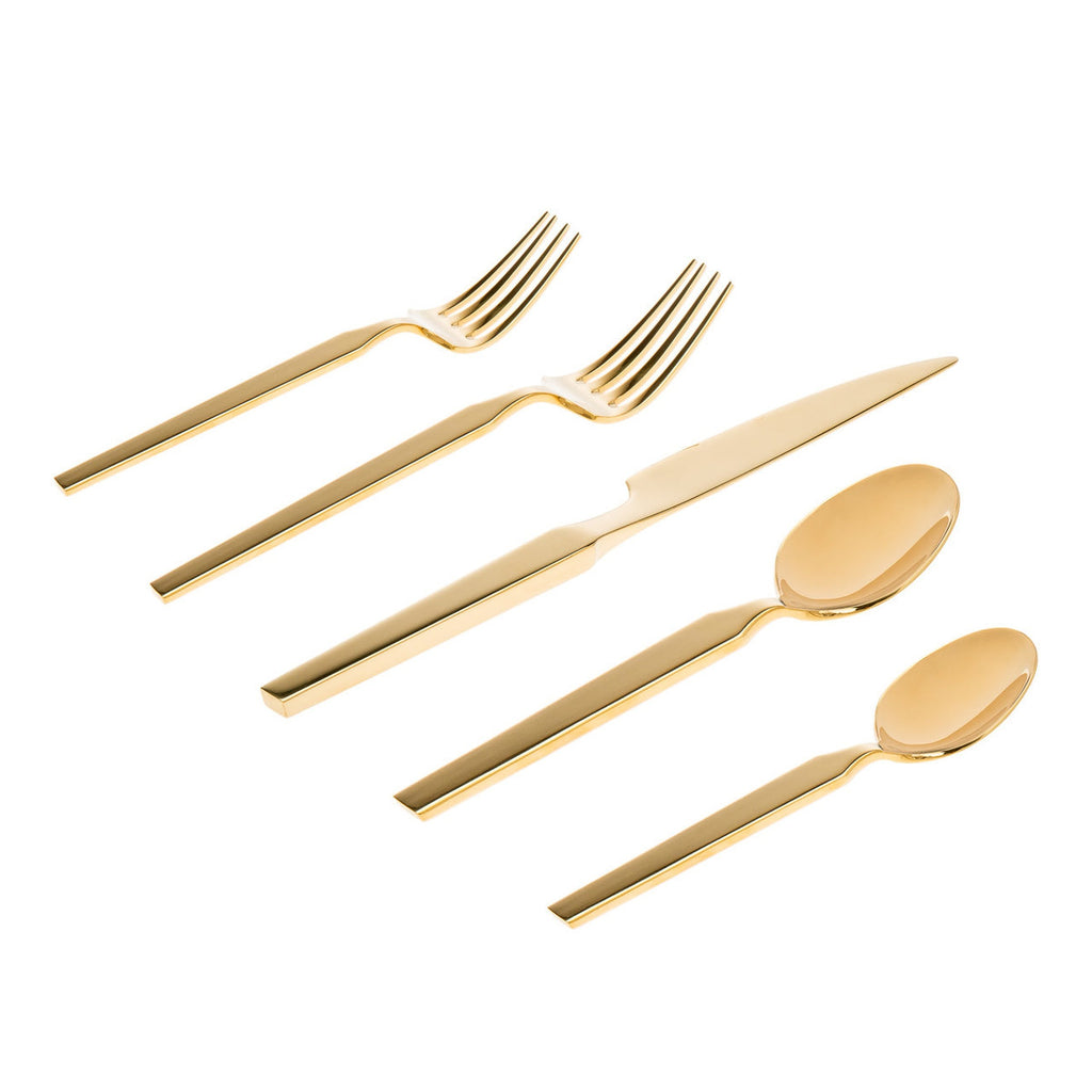 Podium Mirrored Gold 18/10 Stainless Steel 20 Piece Flatware Set, Service For 4 godinger