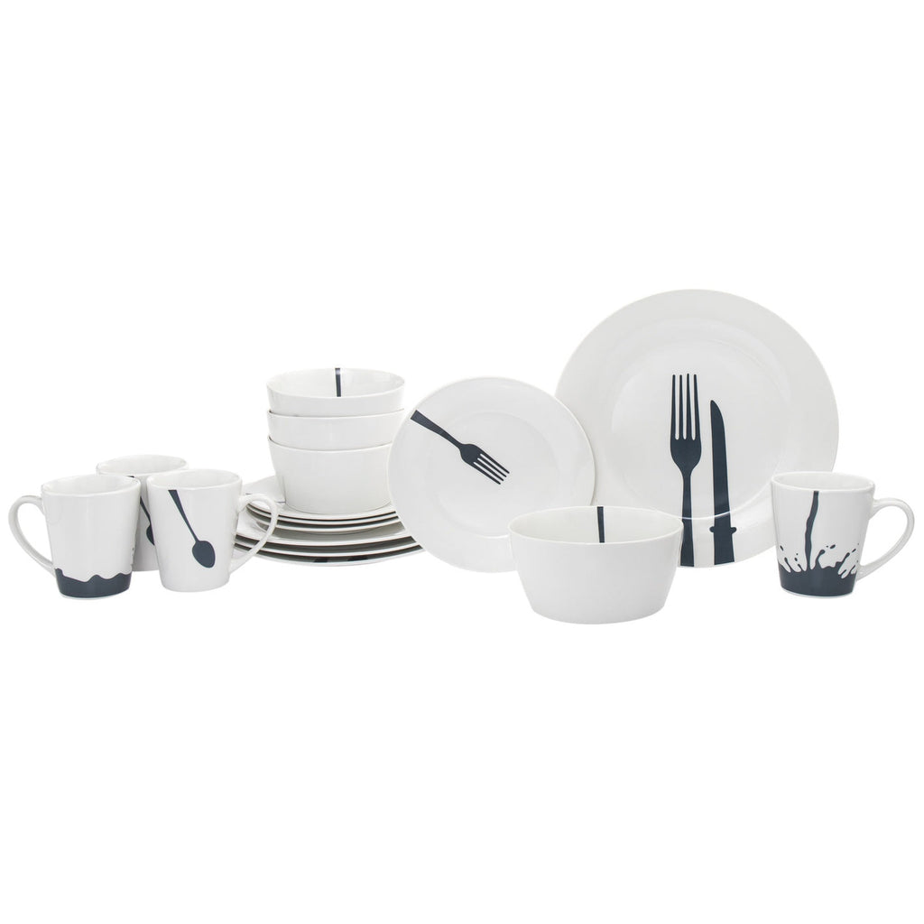 Acme Porcelain 16 Piece Dinnerware Set, Service For 4 Godinger 16 Piece Dinnerware, 16 Piece Dinnerware Set, 16 Piece Set, All Dining, Black Dinnerware, Dinnerware, Dinnerware Set, Everyday Dinnerware, Porcelain Dinnerware, Porcelain Dinnerware Set, Service For 4, White, White Dinnerware