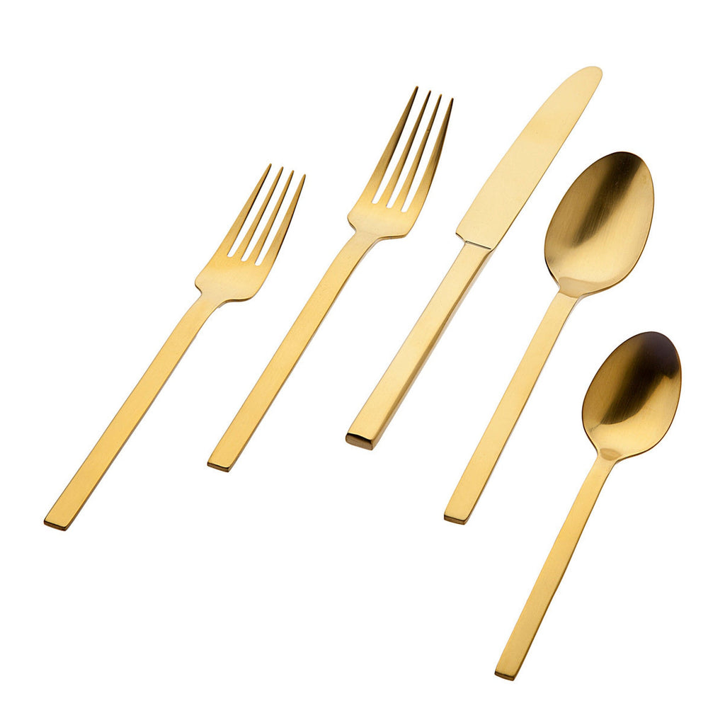 Atlas Matte Gold 18/0 Stainless Steel 20 Piece Flatware Set, Service For 4 Godinger 18/0 Stainless Steel, 18/0 Stainless Steel Flatware, 20 Piece Set, All Flatware & Serveware, Atlas, Flatware Set, Flatware Sets, Gold, Service For 4, Stainless Steel, Tableware