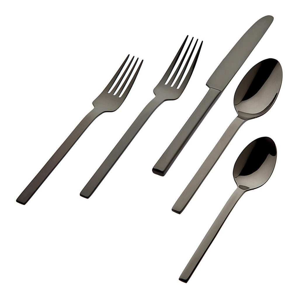 Atlas Mirrored Black 18/0 Stainless Steel 20 Piece Flatware Set, Service For 4 Godinger 18/0 Stainless Steel, 18/0 Stainless Steel Flatware, 20 Piece Set, All Flatware & Serveware, Atlas, Black, Flatware Set, Flatware Sets, Service For 4, Stainless Steel