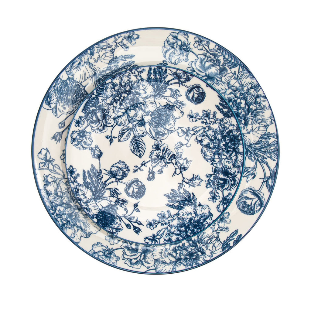 Banbury Blue Porcelain 12 Piece Dinnerware Set, Service For 4 Godinger 12 Piece Dinnerware Set, 12 Piece Set, Blue, Blue Dinnerware, Dinnerware, Dinnerware Set, Everyday Dinnerware, Porcelain, Porcelain Dinnerware, Porcelain Dinnerware Set, Service For 4, White, White Dinnerware