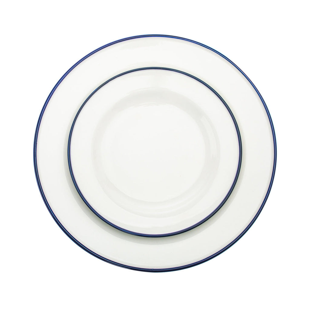 Bistro Blue Rim Porcelain 16 Piece Dinnerware Set, Service For 4 Godinger 16 Piece Dinnerware, 16 Piece Dinnerware Set, 16 Piece Set, All Dining, Black Rim, Blue, Blue Dinnerware, Blue Porcelain, Blue Rim, Everyday Dinnerware, Porcelain, Porcelain Dinnerware, Porcelain Dinnerware Set, Service For 4