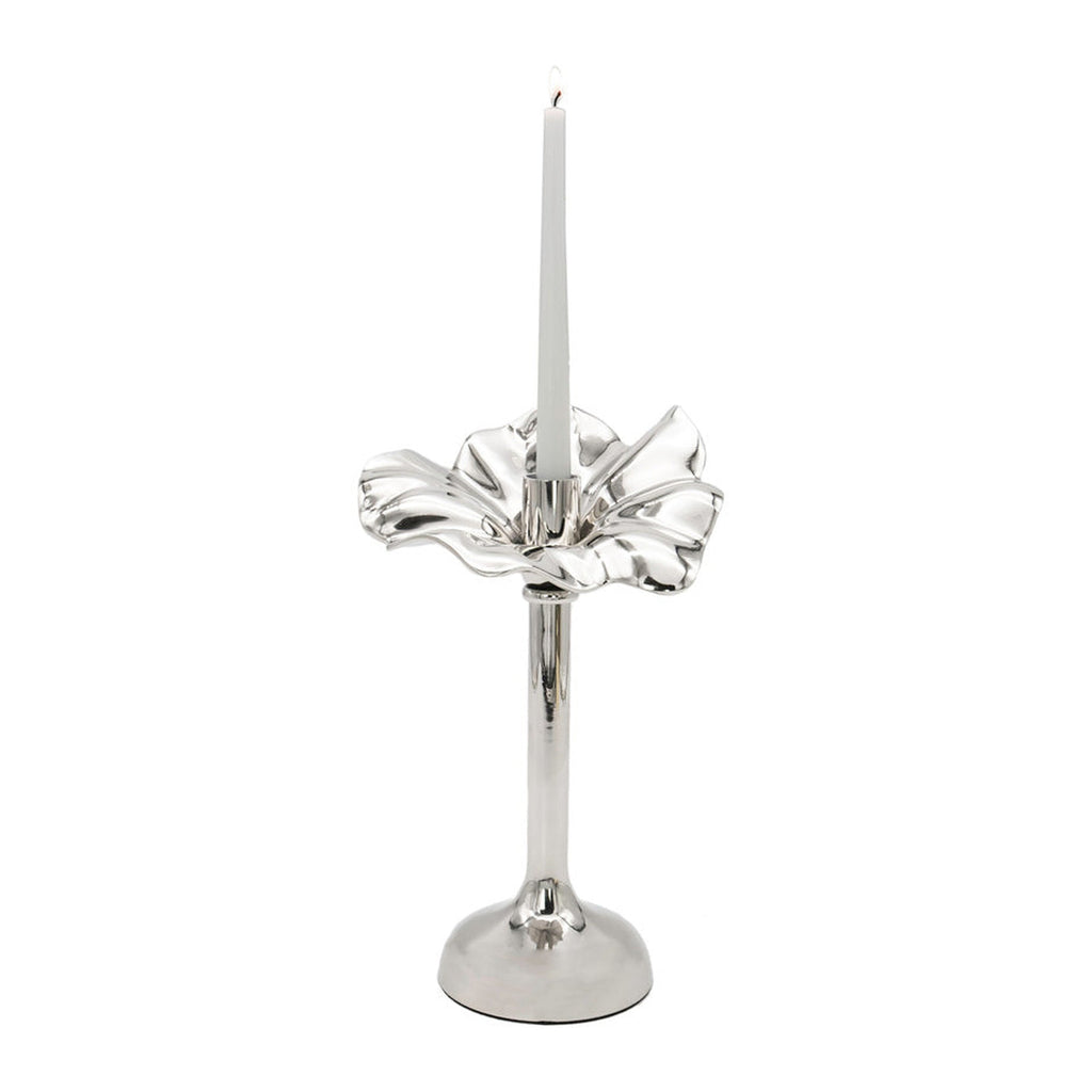 Blossom Platinum Tapered Candle Holder 10" Godinger All Decor, Blossom, Candles & Candleholders, Decor, Flower, Tapered, Tapered Candle Holder