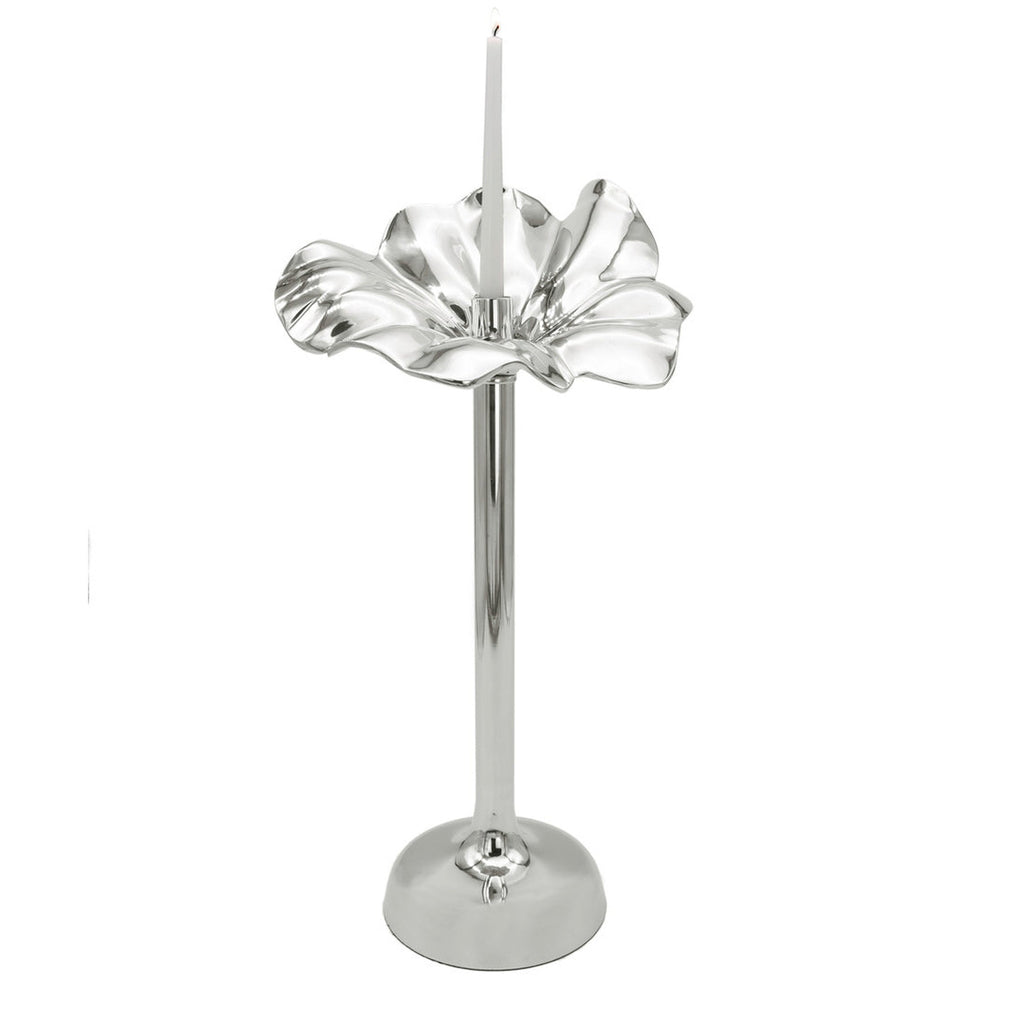 Blossom Platinum Tapered Candle Holder 18.5" Godinger All Decor, Blossom, Candles & Candleholders, Decor, Flower, Tapered, Tapered Candle Holder