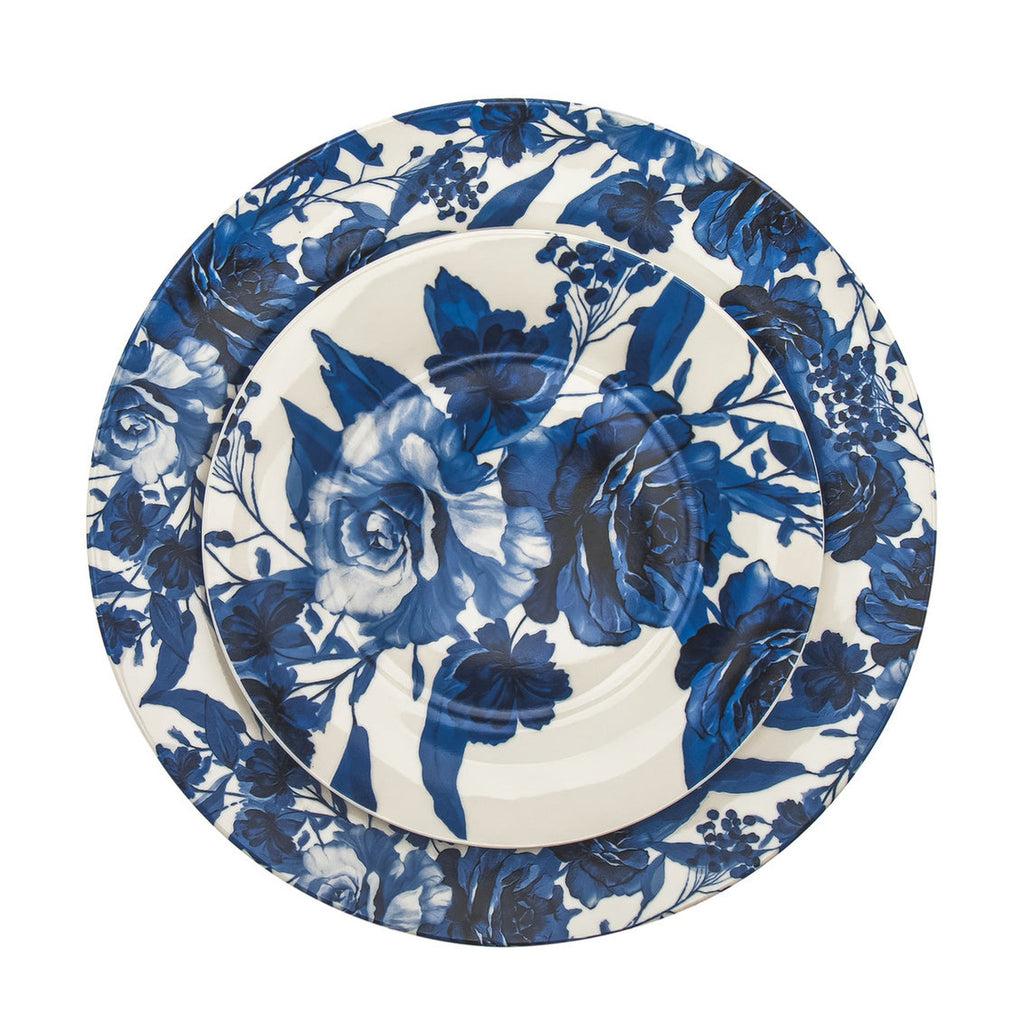 Bluetiful Florale Porcelain 16 Piece Dinnerware Set, Service For 4 Godinger 16 Piece Dinnerware, 16 Piece Dinnerware Set, 16 Piece Set, Blue, Blue Dinnerware, Dinnerware, Dinnerware Set, Everyday Dinnerware, Porcelain, Porcelain Dinnerware, Porcelain Dinnerware Set, Service For 4, White, White Dinnerware