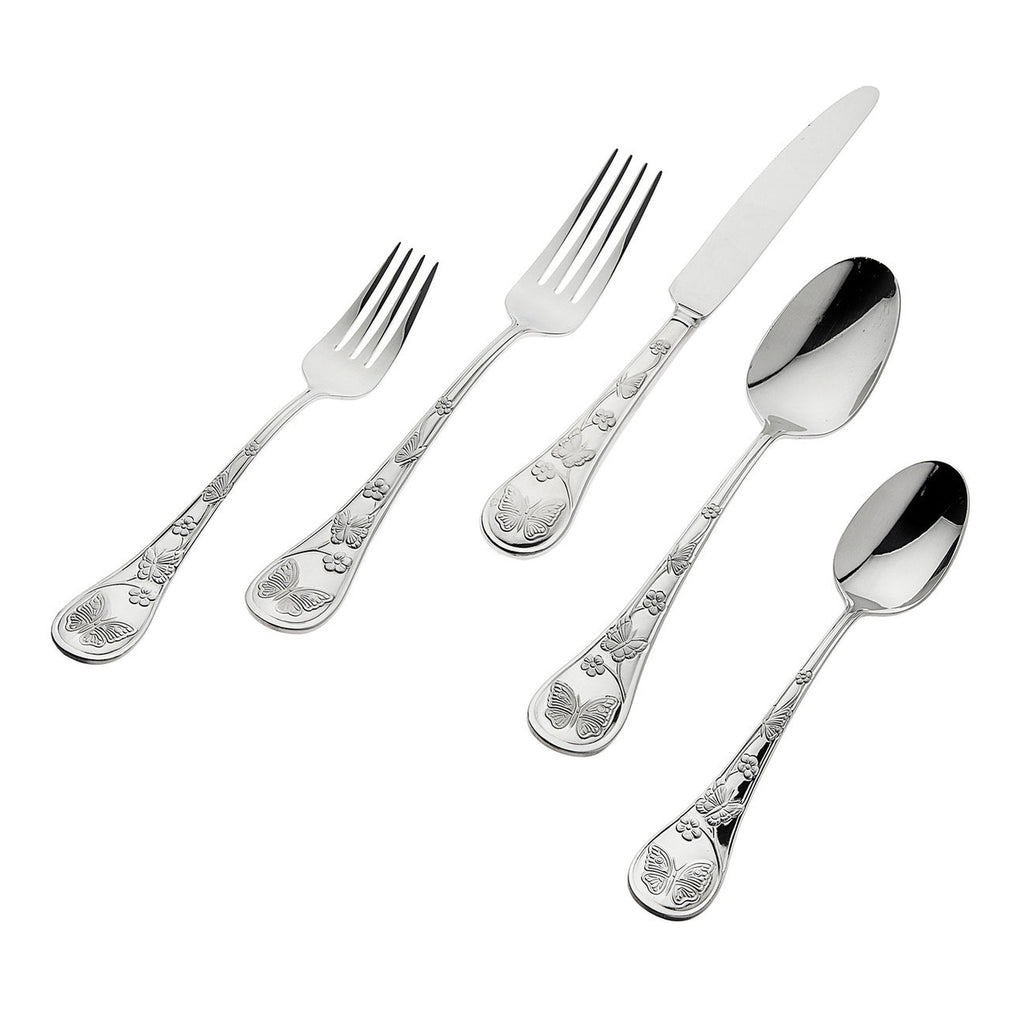 Butterfly Sandblasted 18/10 Stainless Steel 20 Piece Flatware Set, Service For 4 Godinger 18/10 Stainless Steel, 18/10 Stainless Steel Flatware, 20 Piece Set, All Flatware & Serveware, Butterfly, Butterfly Sandblasted, Flateware Sets, Flatware Sets, Sandblasted, Stainless Steel, Tableware