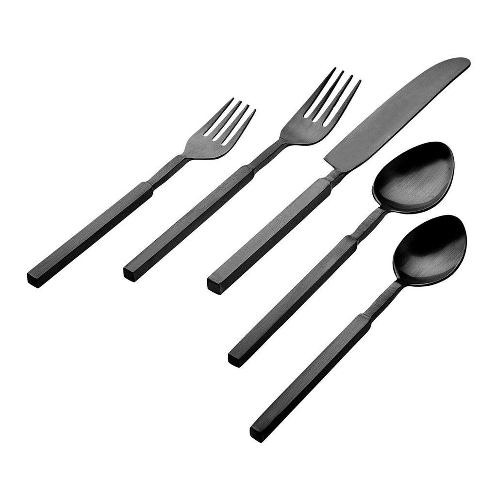 Cubit Matte Black 18/10 Stainless Steel 20 Piece Flatware Set, Service For 4 Godinger 18/10 Stainless Steel, 18/10 Stainless Steel Flatware, 20 Piece Set, All Flatware & Serveware, Cubit, Flatware Sets, Service For 4, Stainless Steel, Tableware