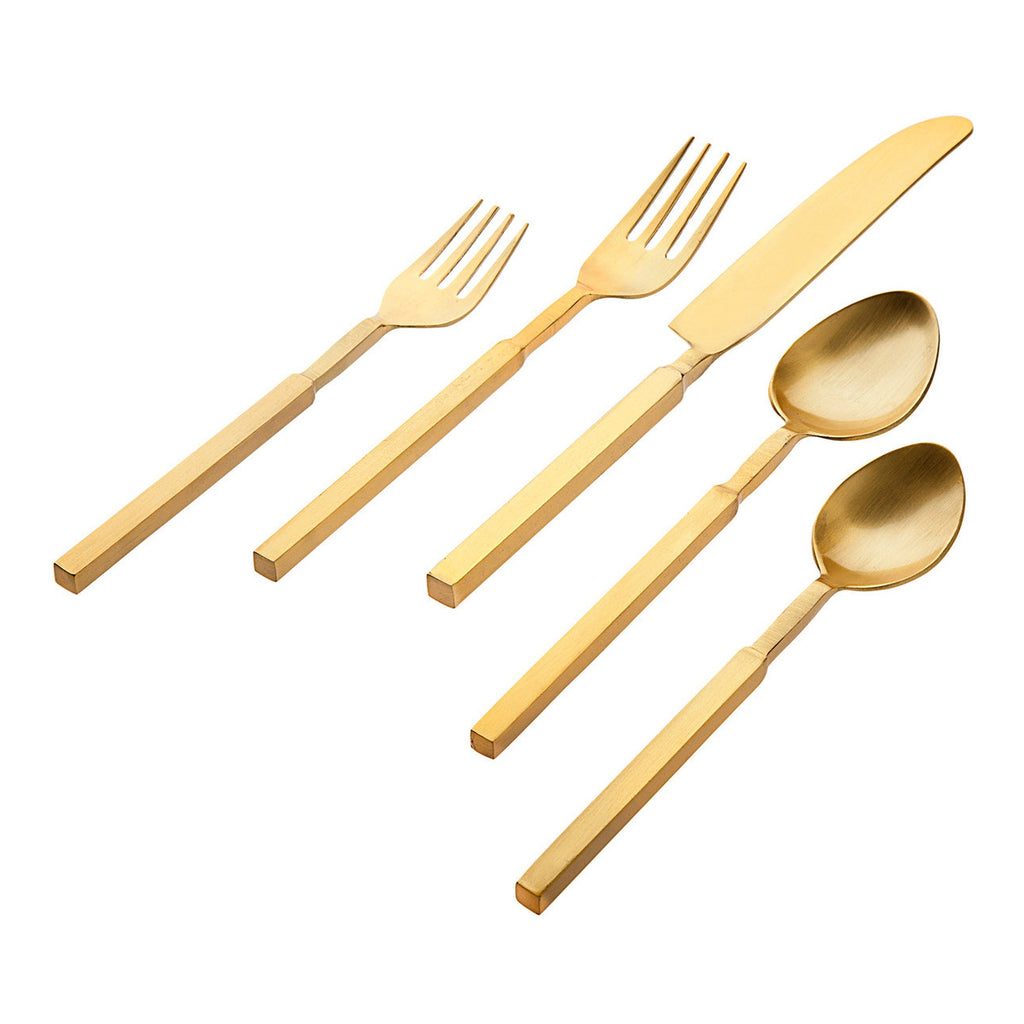 Cubit Matte Gold 18/10 Stainless Steel 20 Piece Flatware Set, Service For 4 Godinger 18/10 Stainless Steel, 18/10 Stainless Steel Flatware, 20 Piece Set, All Flatware & Serveware, Cubit, Flatware Sets, Service For 4, Stainless Steel, Tableware