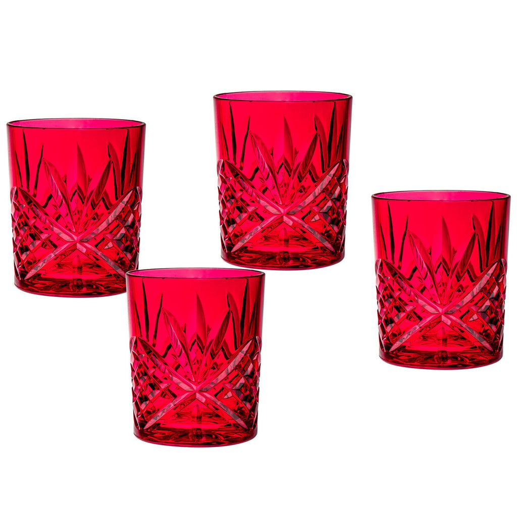 Dublin Acrylic Fuchsia Double Old Fashion, Set of 4 Godinger Acrylic, All Barware, All Glassware, All Glassware & Barware, Dublin Glassware, Whiskey Glass