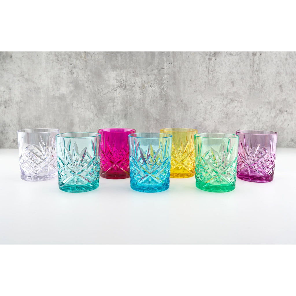 Dublin Acrylic Fuchsia Double Old Fashion, Set of 4 Godinger Acrylic, All Barware, All Glassware, All Glassware & Barware, Dublin Glassware, Whiskey Glass