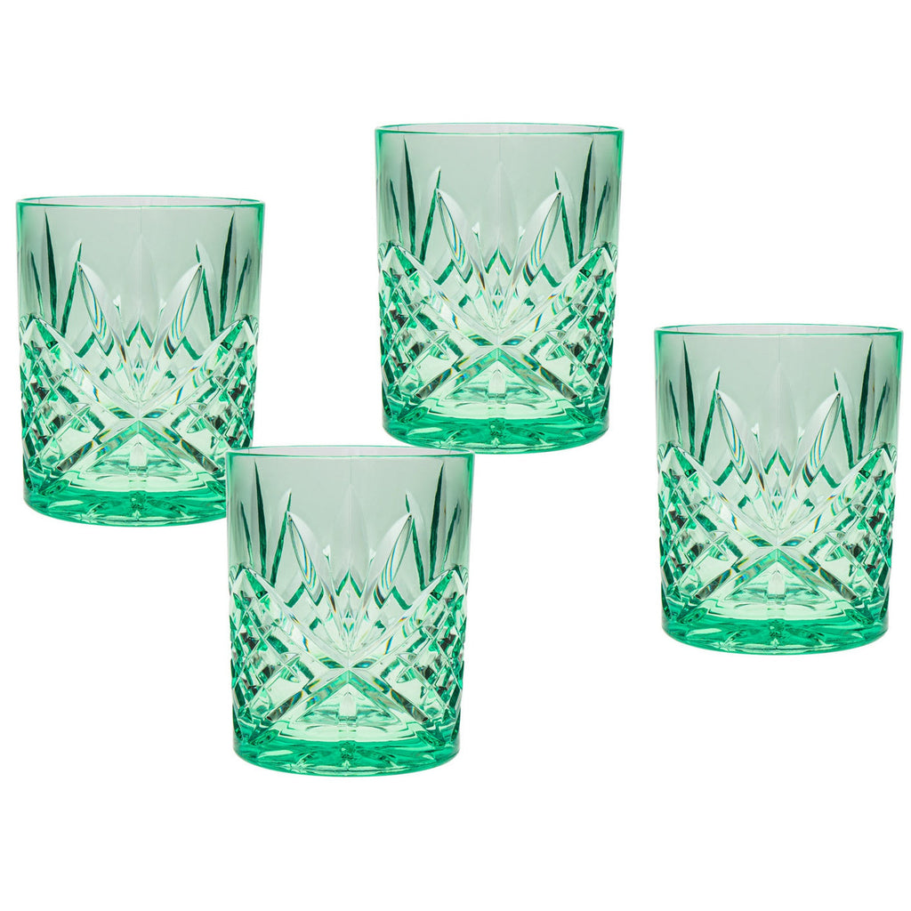 Dublin Acrylic Light Green Double Old Fashion, Set of 4 Godinger Acrylic, All Barware, All Glassware, All Glassware & Barware, Dublin Glassware