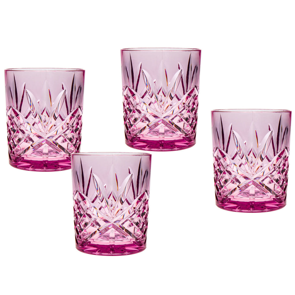 Dublin Acrylic Lilac Double Old Fashion, Set of 4 Godinger Acrylic, All Barware, All Glassware, All Glassware & Barware, Dublin, Dublin Glassware, Outdoor, Purple