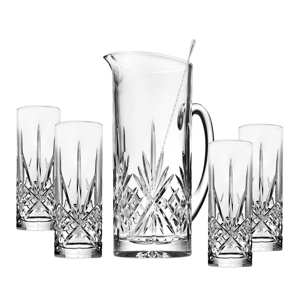 Dublin Crystal 6 Piece Pitcher Set Godinger All Glassware, All Glassware & Barware, Cut Crystal, Dublin, Dublin Crystal, Dublin Glassware, Pitcher