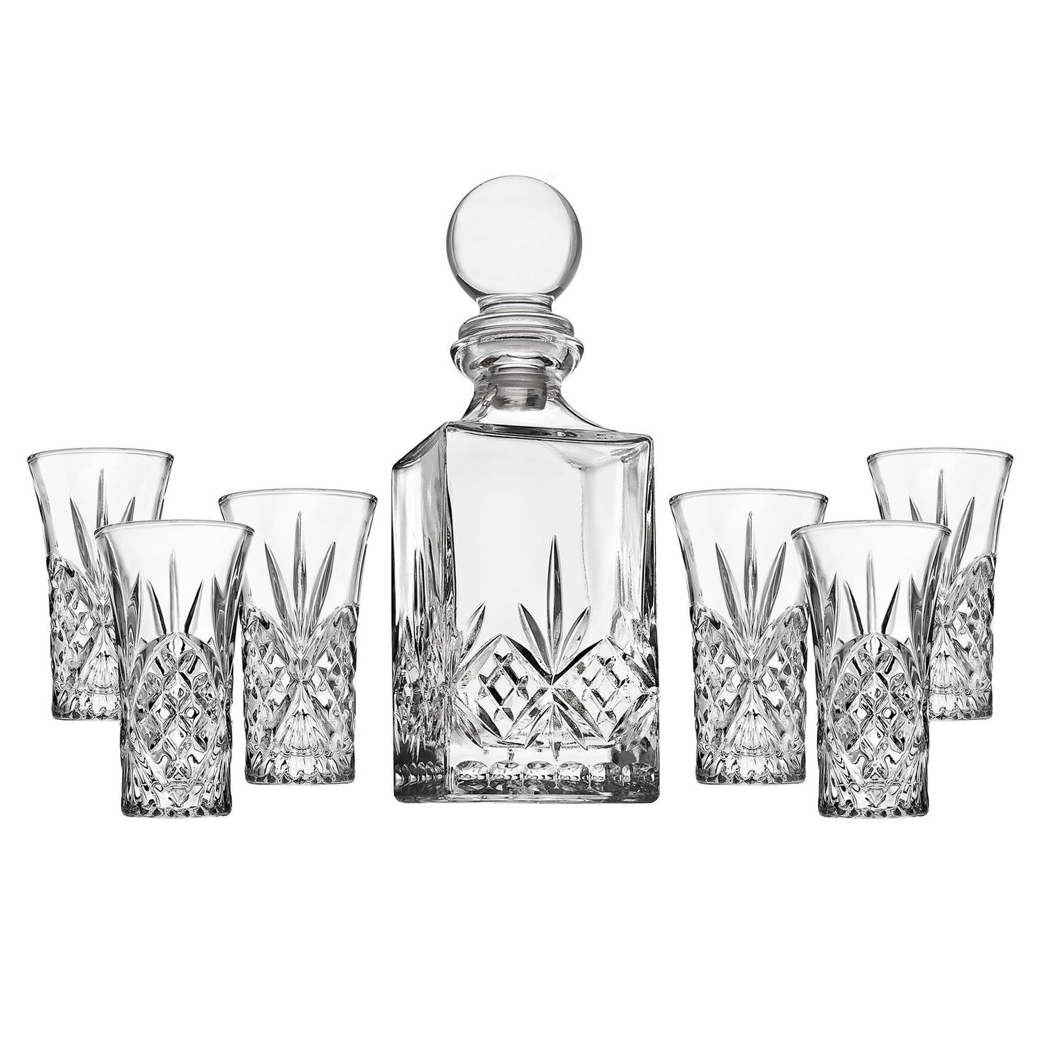 Dublin Crystal 7 Piece Spirits Decanter & Shot Glass Set – Godinger